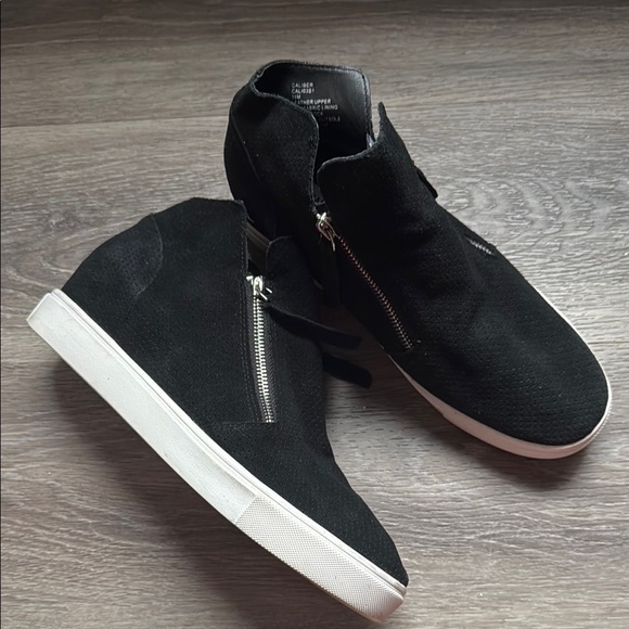Steve Madden Shoes - Steve Madden Black High-Top Leather Sneakers Suede Zip Casual Shoes 11M